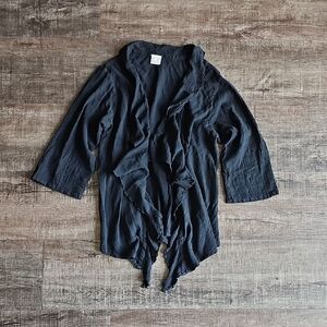 Oh My Gauze! Black Ruffled Cardigan